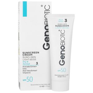 کرم ضد آفتاب پوست خشک بژ روشن SPF50 ژنو بایوتیک حجم 50mL